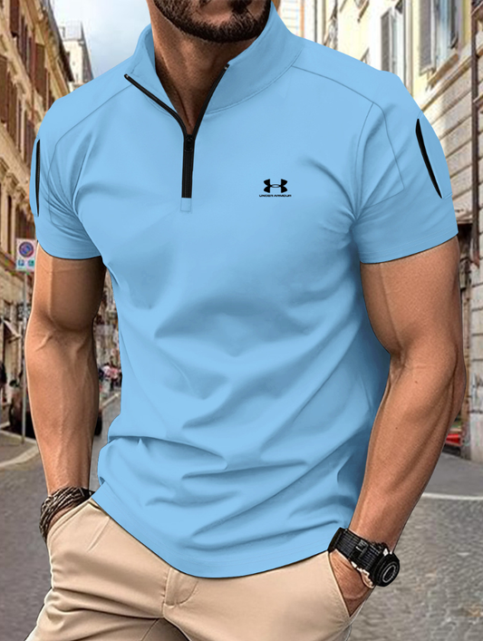 Spring/Summer Casual Stand Collar Solid Color Short-Sleeve Polo Shirt - Limited-time 40% off
