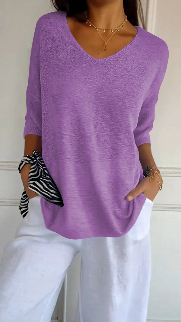 Everyday Classic Knit V-Neck Top