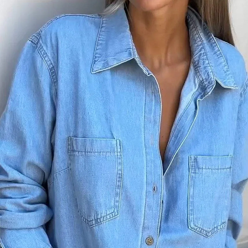 🎉 👖 Women's Denim Maxi Skirt: Button Placket + Side Slit Design—Wear as a Dress or Outerwear